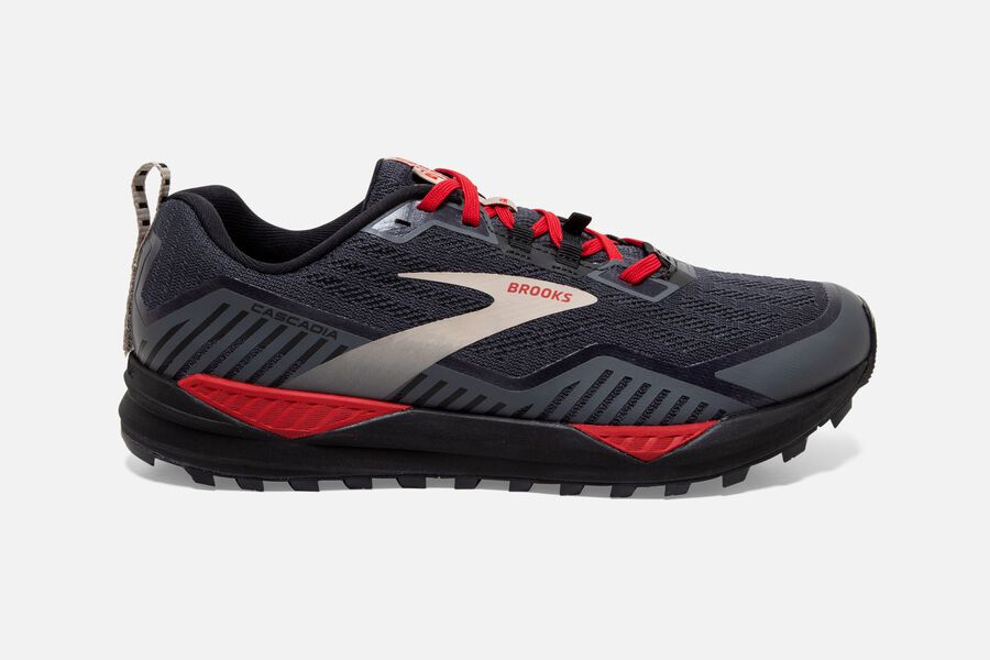 Brooks Cascadia 15 GTX Mens Australia - Trail Running Shoes - Black/Red (075-YWQIZ)